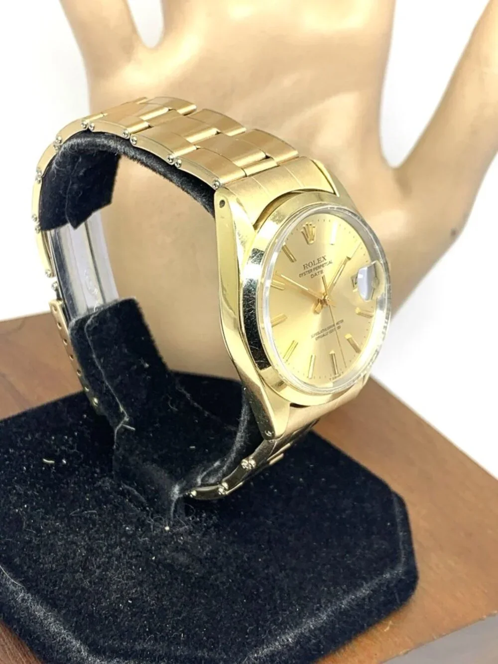 Rolex Oyster Perpetual Date Men's Watch 1550 Gold Filled Swiss Automatic 34mm